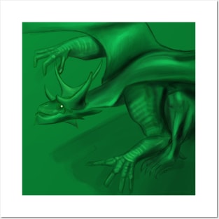 green emerald dragon ecopop in wonder sketch Posters and Art